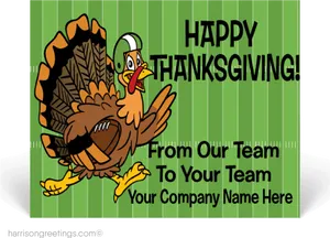 Thanksgiving Turkey Cartoon Business Greeting Card PNG Image