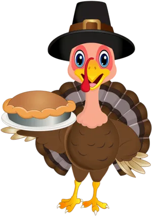 Thanksgiving Turkey Cartoonwith Pie PNG
