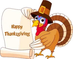 Thanksgiving Turkeywith Scroll PNG Image