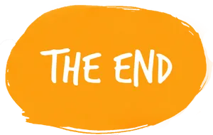 The End Text Orange Background PNG Image