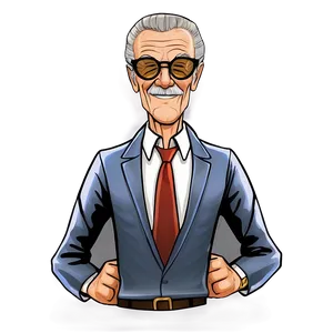 The Visionary Stan Lee Cartoon Png Hqv96 PNG Image