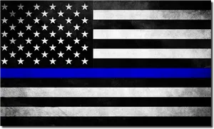 Thin Blue Line American Flag PNG Image