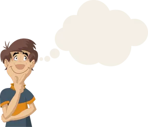 Thinking Boy Cartoon Character PNG