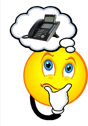 Thinking Emoji Considering Phone Call PNG Image