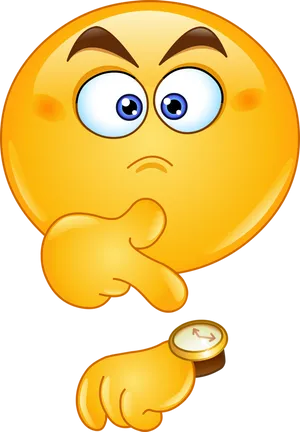 Thinking Emojiwith Watch PNG Image