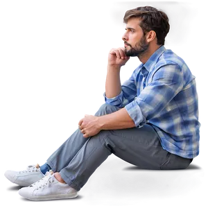 Thinking Man Sitting Png Bmu14 PNG Image