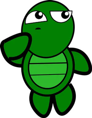 Thinking Turtle Cartoon PNG Image