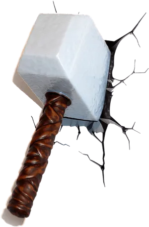 Thor Hammer Breaking Through Wall PNG Image