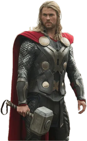 Thor_with_ Mjolnir_ Costume_ Portrait PNG Image