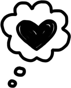 Thought Bubble Heart Outline PNG Image