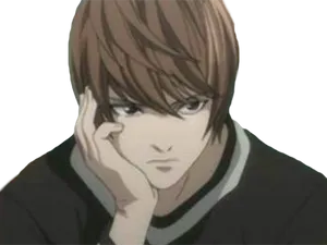 Thoughtful Anime Character Light Yagami PNG Image