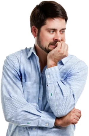 Thoughtful Manin Blue Shirt PNG