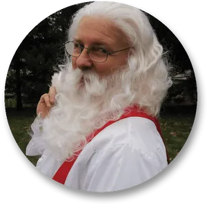 Thoughtful Santawith Beard PNG Image