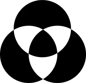 Three Black Circles Overlap PNG Image