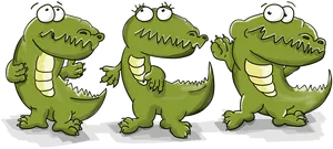 Three Cartoon Alligators PNG Image