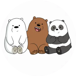 Three Cartoon Bears Friends PNG Image