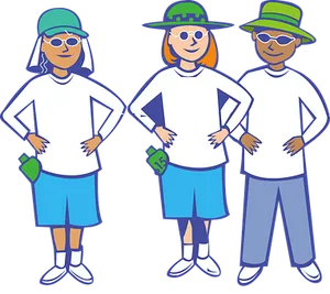 Three Cartoon Characters Standing Together PNG