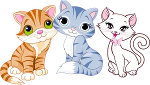 Three Cartoon Kittens PNG Image