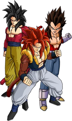 Three Formsof Goku Illustration PNG Image