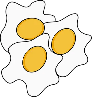 Three Fried Eggs Illustration PNG Image