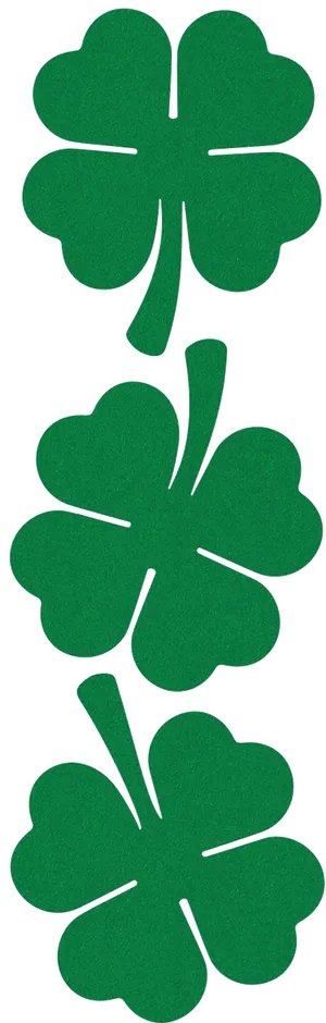 Three Green Shamrocks Black Background PNG Image