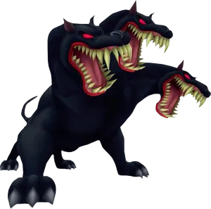 Three Headed Mythical Cerberus Beast PNG Image