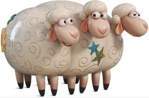 Three Headed Sheep Toy PNG Image