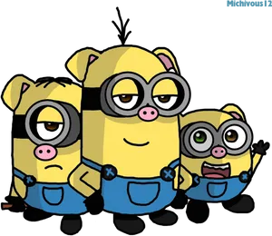 Three Minions Clipart PNG Image