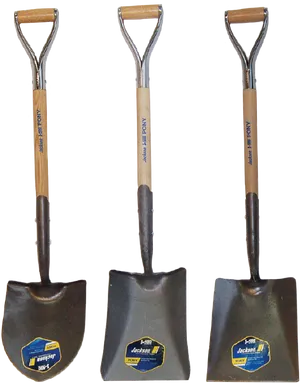 Three Shovels Isolatedon Blue Background PNG Image