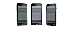 Three Smartphones Displaying Screen Reflections PNG Image