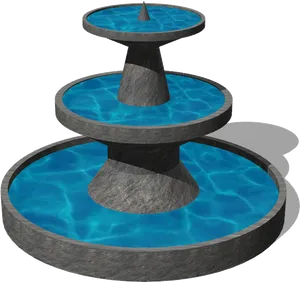 Three Tiered Stone Fountain Design PNG Image