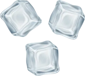 Three Transparent Ice Cubes PNG Image