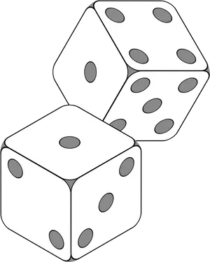 Three White Dice Illustration PNG Image