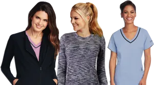 Three Womenin Casualand Work Apparel PNG Image