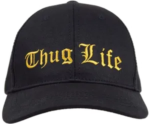 Thug Life Embroidered Black Cap PNG Image