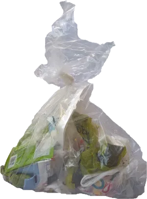 Tied Plastic Bag Fullof Trash PNG Image