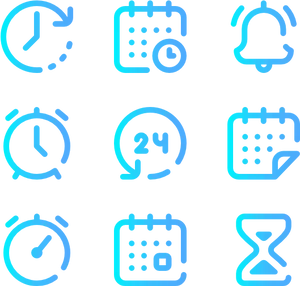 Time Management Icons Set PNG Image