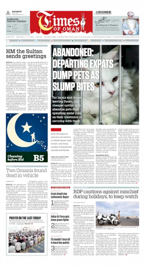 Times Of Oman Newspaper Cover Abandoned Pets PNG Image