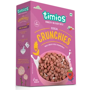 Timios Cereal Crunchies Box Design PNG Image