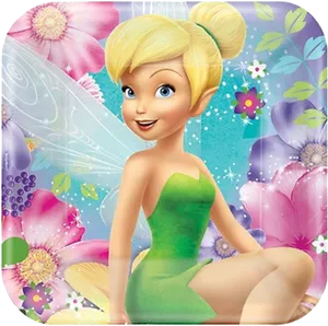 Tinkerbell Floral Backdrop PNG Image