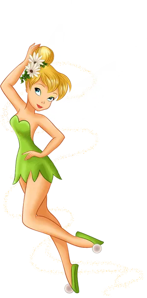 Tinkerbell Posingwith Flowers PNG Image