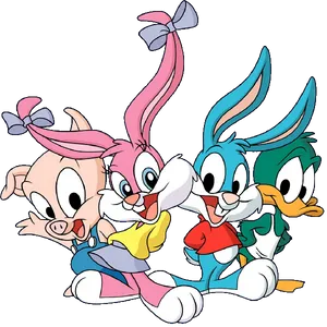 Tiny Toon Characters Group Pose PNG Image