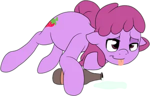 Tipsy Cartoon Pony Spilled Milk PNG Image