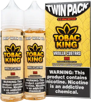 Tobac King Vanilla Custard Vape Juice Twin Pack PNG Image