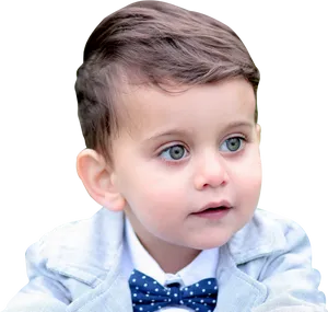 Toddler Boy Blue Eyes Bowtie PNG Image