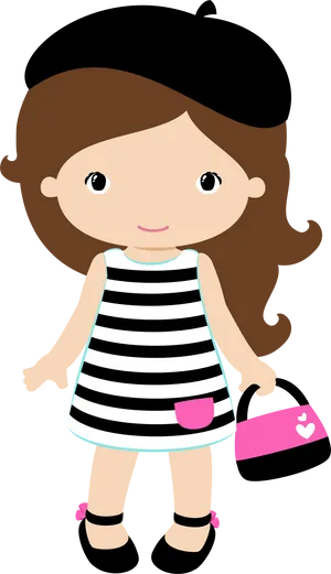 Toddler Girl Cartoon Character PNG Image