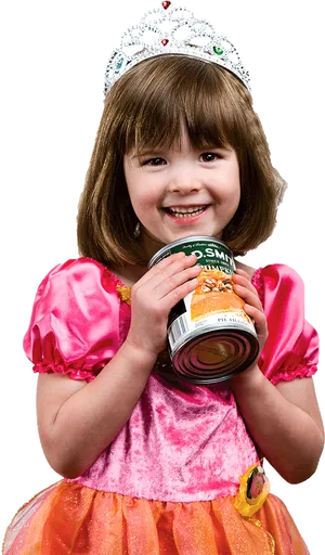 Toddler Princess Holding Can PNG Image