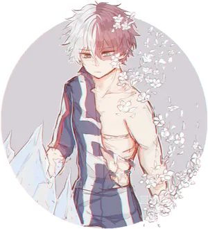 Todoroki Shoto Sakura Flourish PNG Image