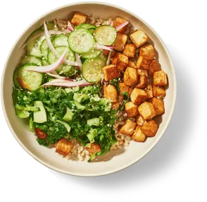 Tofu Vegetable Bowl Healthy Meal PNG Image