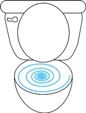 Toilet Bowl Outlinewith Blue Water Ripples PNG Image